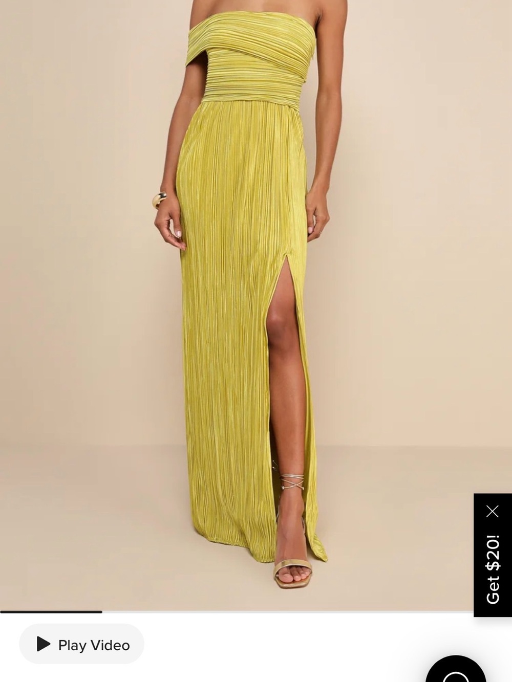 Lulus Strapless Pleated Maxi Skirt with Side Slit - Lime Green